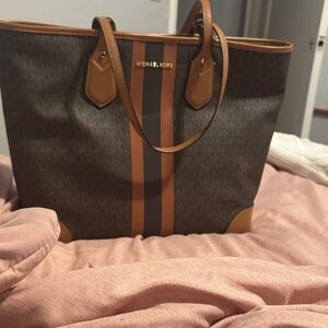 Michael Kors Black and Brown Stripe Tote